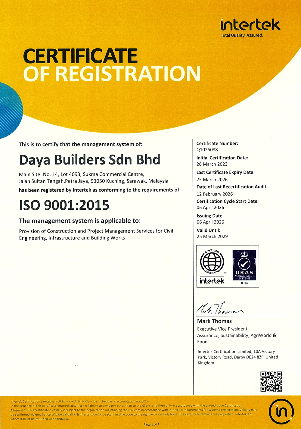 Certificate of Registration